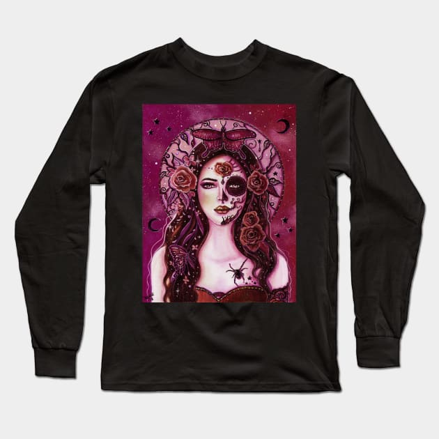 Day of the dead red version by Renee Lavoie Long Sleeve T-Shirt by ReneeLLavoie